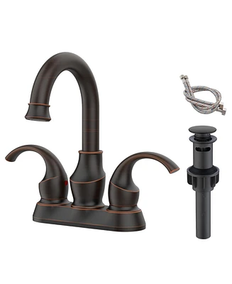 Slickblue Oil Rubbed Bronze Bathroom Faucet with 2-Handle and 360-Degree Rotating Spout Stylish and Functional