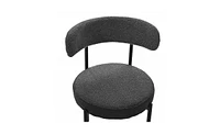 Slickblue Set of 2 Grey Boucle Dining Chairs – Mid-Century Modern with Curved Backrest & Round Upholstered Seats