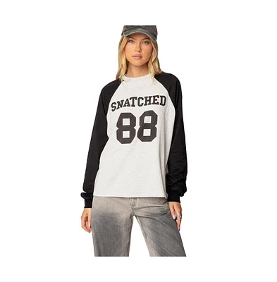 Edikted Womens Snatched Oversized Long Sleeve T Shirt