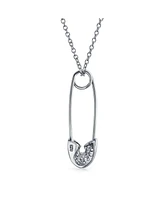 Bling Jewelry Support Symbol displaced people Solidarity Pave Cz Accent Dangling or Sideways Safety Pin Necklace Pendant 14K Yellow Rose Gold Plated .