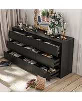 Homsee Silver Wood 9-Drawer Dresser Modern Style with Mirrored Drawers