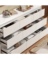 Homsee Silver Wood 9-Drawer Dresser Modern Style with Mirrored Drawers