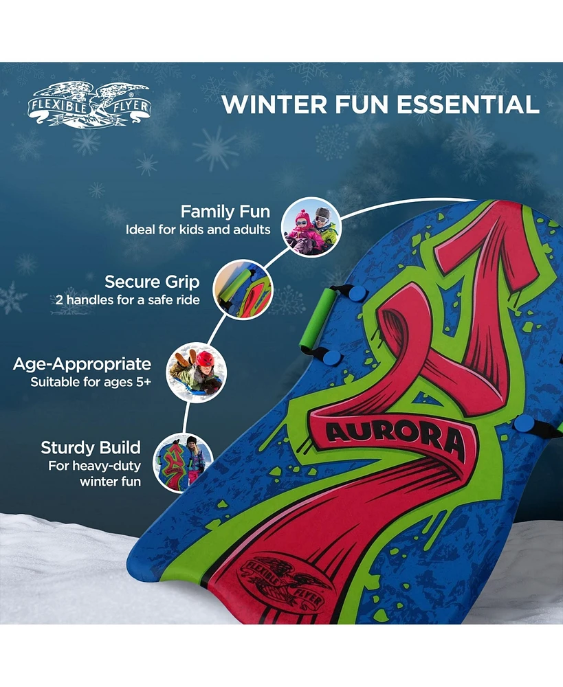Flexible Flyer Aurora 36 Inch Foam Slider Snow Sled for Kids and Adults (2 Pack)