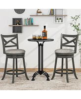 Costway Swivel Bar Stools Set of Counter Height Chairs with Hollow Back Soft-padded Seat