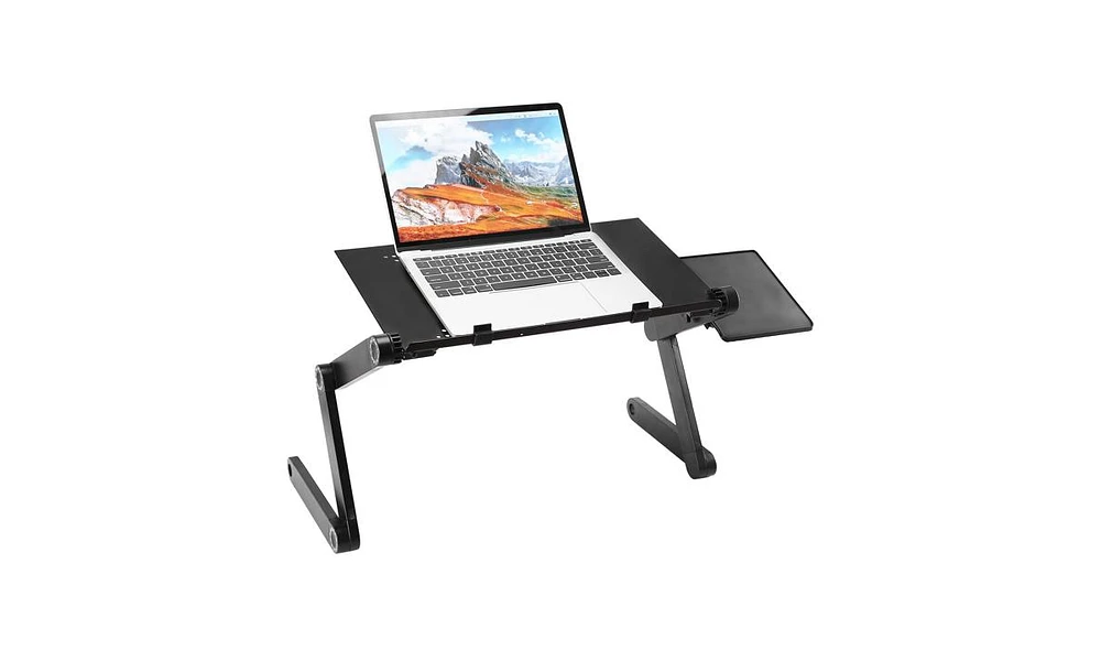 Slickblue 360-Degree Adjustable Laptop Bed Tray Table Portable Standing Desk with Removable Mouse Board, Storage Drawer & Collapsible Legs for Sofa