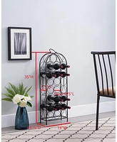 Kings Brand Furniture 23 Bottles Freestanding Floor Metal Wine Rack Stand - Liquor Bottle Holder Stand - Pewter