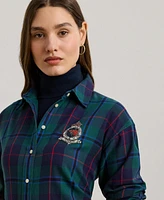 Lauren Ralph Women's Relaxed-Fit Black Watch Plaid Shirt, Regular & Petite