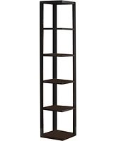 Kings Brand Furniture Hollis 5-Shelf Wood Bookcase Wood Wall Corner 5-Tier Bookshelf Case, Espresso Finish