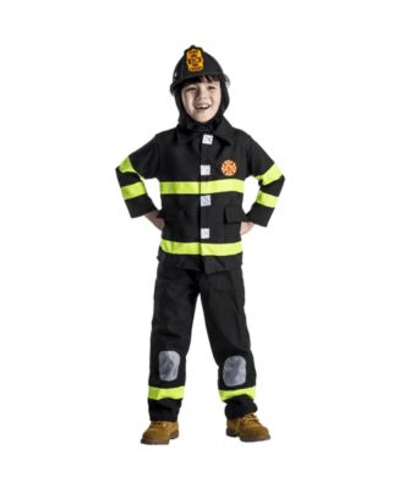 Dress Up America Firefighter Jacket Pants Hood Costume Set Kids Girls Boys