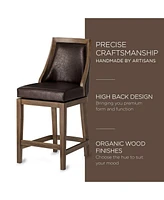 Maven Lane Vienna Counter Stool, Walnut Finish w/ Marksman Saddle Leather