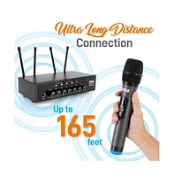 Pyle Bluetooth Wireless Pa Microphone System, Uhf, Includes (4) Handheld Mics, Public Address Mic with Talk-Over