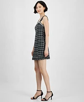 Tahari Petite Tweed Embellished-Neck Sleeveless Dress