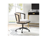 Ingrid Contemporary Solid Wood Rattan Swivel Task Chair