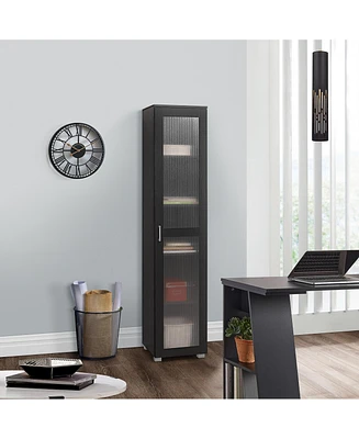 Kings Brand Furniture Romero Tall Curio Storage Cabinet - Bookshelf Perfect for Living Room, Kitchen, Bedroom & Office