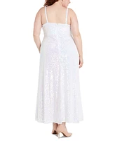 Morgan & Company Plus Size Sequinned High-Slit Dress