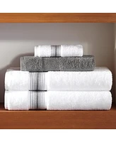 Aston and Arden Luxury White/Ombre Stripe 6-Piece Bath Towel Set, 600 Gsm, Soft 100% Turkish Cotton Bathroom Towels, Made Turkey, 2