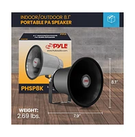 Pyle 8.1” Portable Pa Horn Speaker With 8 Ohms Impedance & 50W Peak Power