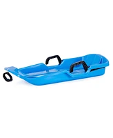 Slippery Racer Downhill Thunder Kids Toddler Plastic Toboggan Snow Sled, Blue