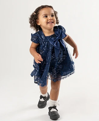 Rare Editions Baby Girl 3D Floral Sequin Social Dress