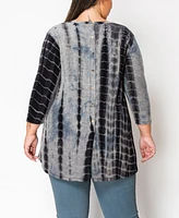 Coin 1804 Plus Tie Dye Cozy 3/4 Sleeve Top