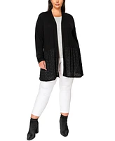 Coin 1804 Plus Lace Peplum Cardigan Sweater