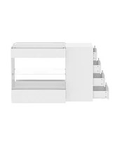 Homsee White 8-Drawers Bedroom Dresser with Glass Top and Glass Drawers