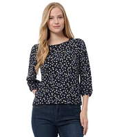 Jones New York Women's Printed Crepe 3/4-Sleeve Top