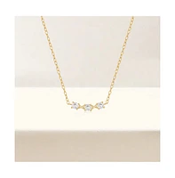 Hollywood Sensation 18K Gold Plated Sterling Silver Necklace with Three Round Cut Cubic Zirconia Stones