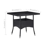 vidaXL Patio Dining Table Poly Rattan and Glass