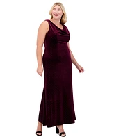 Eliza J Plus Embellished Velvet Cowlneck Gown