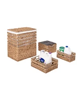 Seville Classics 4-Piece Water Hyacinth Laundry Hamper and Basket Set