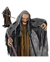 Yescom Animated Halloween Scary Witch 5.3FT Standing Crutch,Sound Activated Led Eyes,Party Decoration 2024