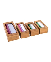 Seville Classics 4-Piece Bamboo Food Storage Bag Holder Set