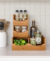 Seville Classics 3-Piece Stackable Bamboo Bin Organizer Set