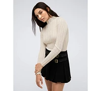 Kenneth Cole Women's Mock-Neck Ribbed Long-Sleeve Sweater