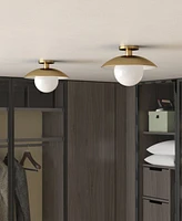Hudson & Canal 14.5" Metal Alvia Wide Semi Flush Mount