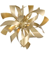 Verity 22" Modern Semi Flush-Mount Ceiling Light Fixture Kitchen Foyer Hallway Sculptural Twisted 6-Light Led Dimmable Gold Finish Metal Bedroom Bathr
