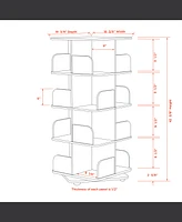 Kings Brand Furniture Angelica Revolving Bookcase - 4 Tier Rotating Book Shelf (Natural)