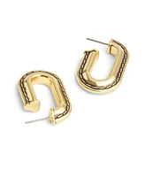 Coach Gold-Tone Stitched Oval Hoop Earrings