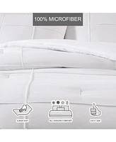 City Scene Solid Microfiber White 4 Piece Duvet Cover Set-King