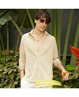 Campus Sutra Men's Saltbox Beige Checkered-Textured Shirt