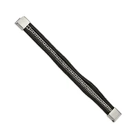 Chisel Stainless Steel Polished Multi Strand Black Leather Bracelet