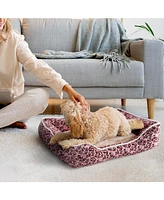 Elle Cuddler Dog Beds for Small Dogs, Washable Pet Bed for Cat and Dog, Printed Microsuede with Plush Center