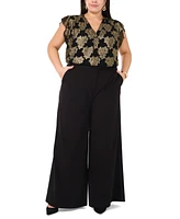 Vince Camuto Plus Metallic Print Flutter-Sleeve Blouse, Created for Macy's