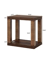 Tribesigns End Table for Living Room, 2-Tier Rectangle Side Table with Storage Shelf, All-Wood Sofa Side Table, Farmhouse Bedside Table for Bedroom
