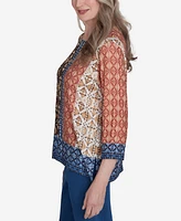 Alfred Dunner Petite Harvest Moon Batik Textured Border Top