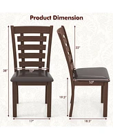 Wooden Dining Chairs Set of with Upholstered Seat & Rubber High Back