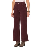 Democracy Petite AbSolution Skyrise Corduroy Tulip-Hem Wide-Leg Jeans