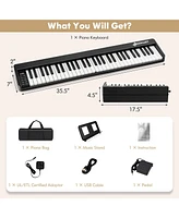Gymax 61 Key Full Size Folding Piano Semi-Weighted Keyboard Midi Wireless Connection