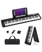 Gymax 61 Key Full Size Folding Piano Semi-Weighted Keyboard Midi Wireless Connection